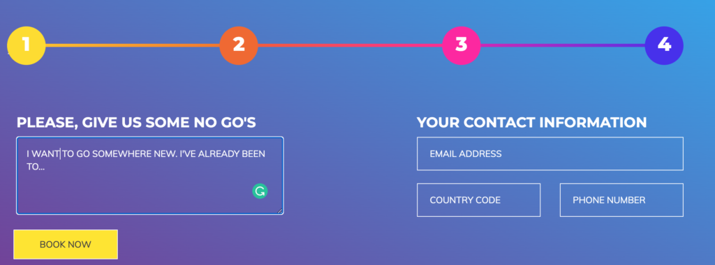 form on website for surprise holiday